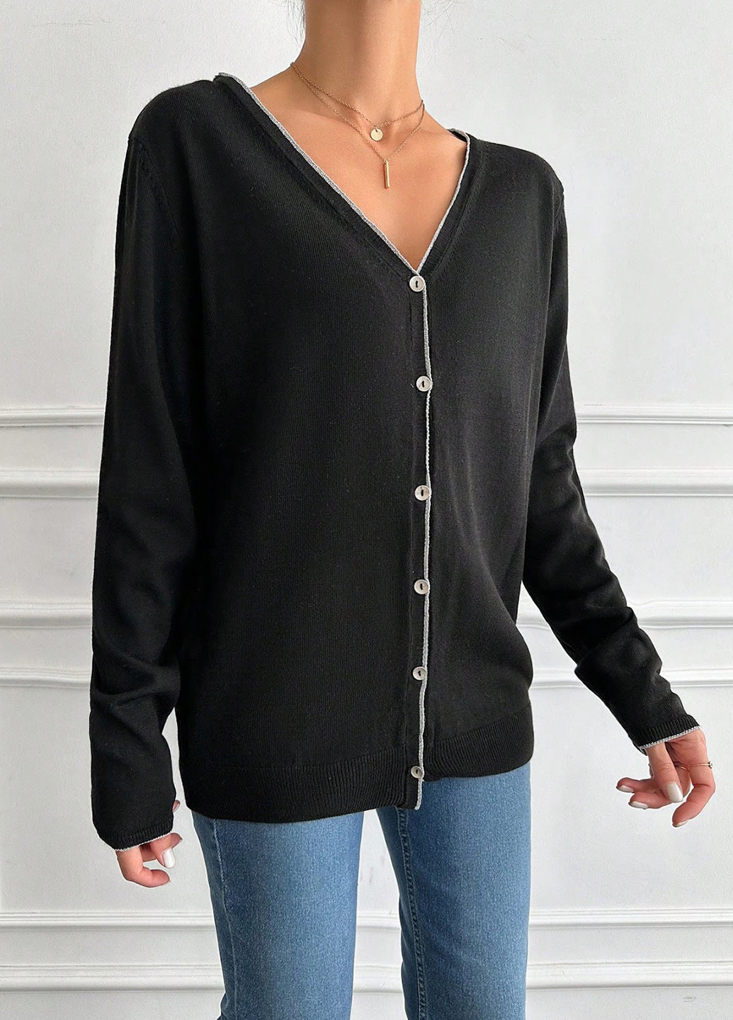 Черный демисезонный кардиган SHEIN