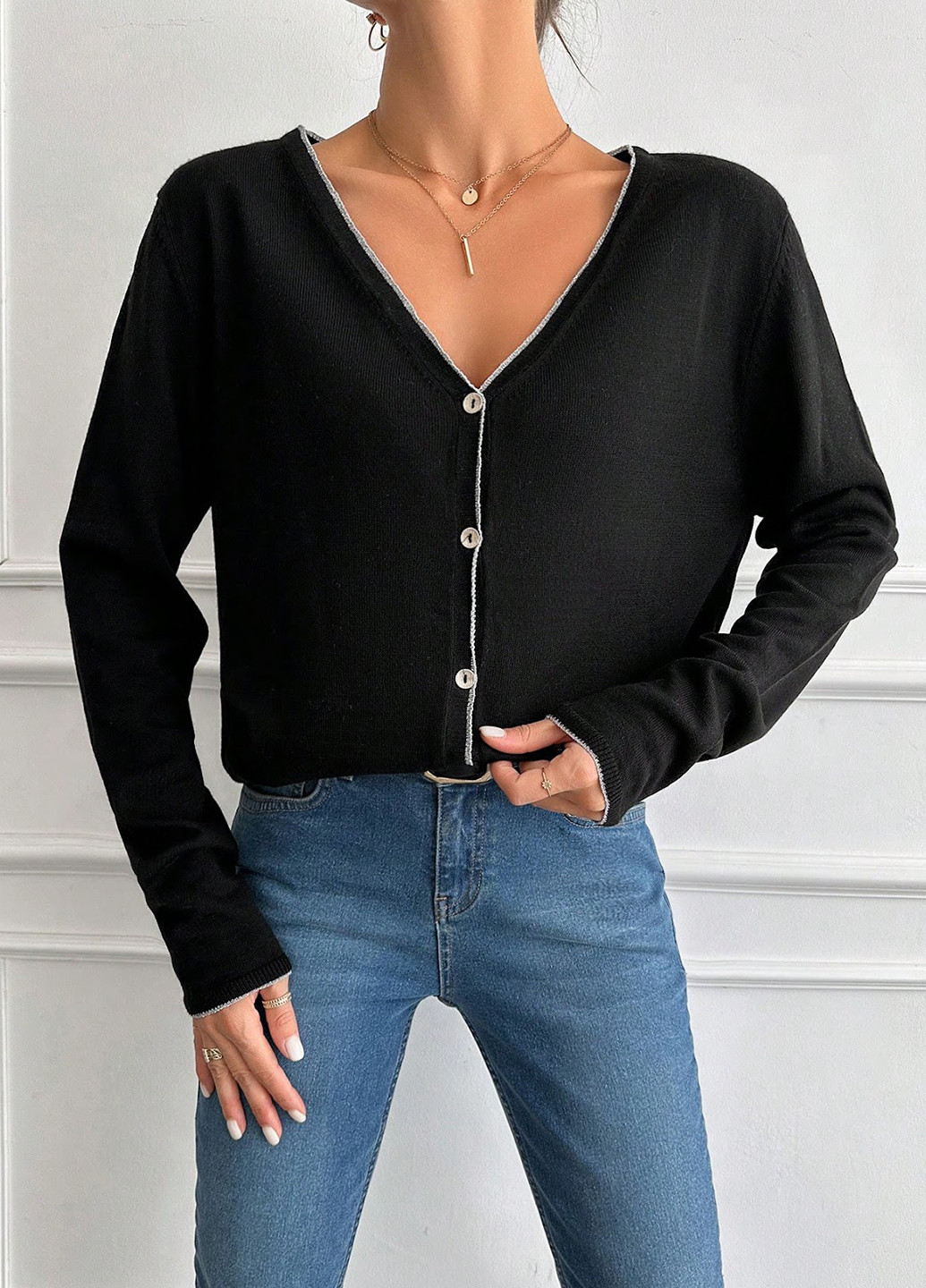 Черный демисезонный кардиган SHEIN