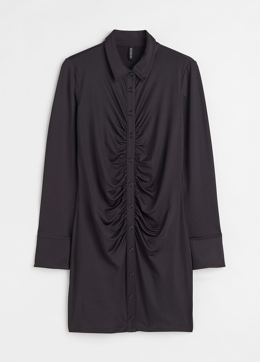 Черное кэжуал платье рубашка H&M однотонное