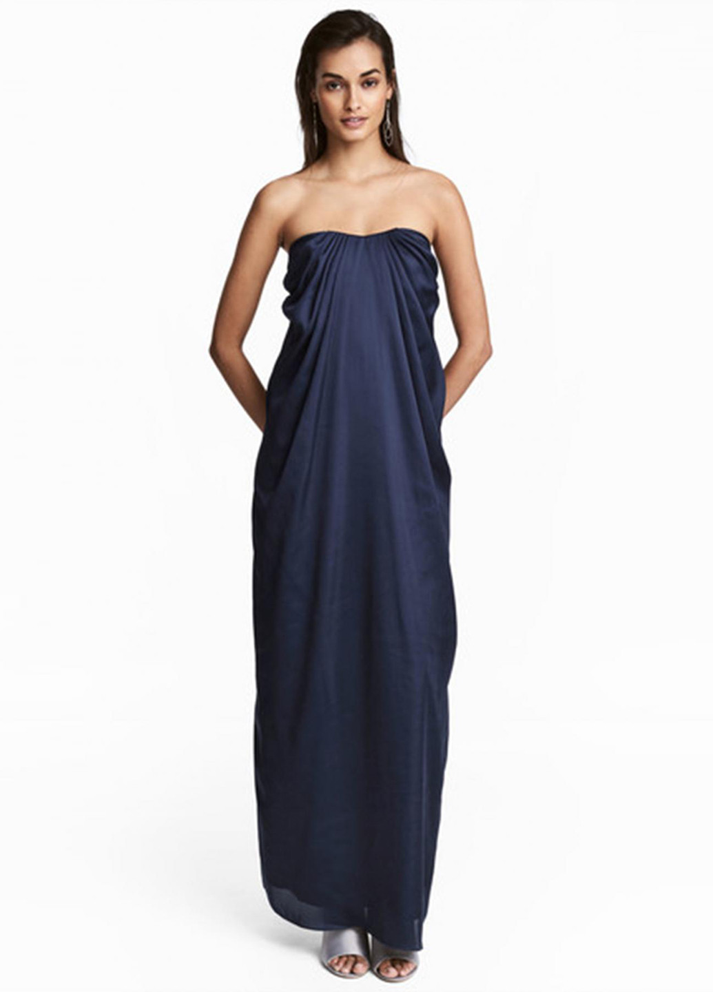Темно-синя вечірня сукня а-силует H&M однотонна