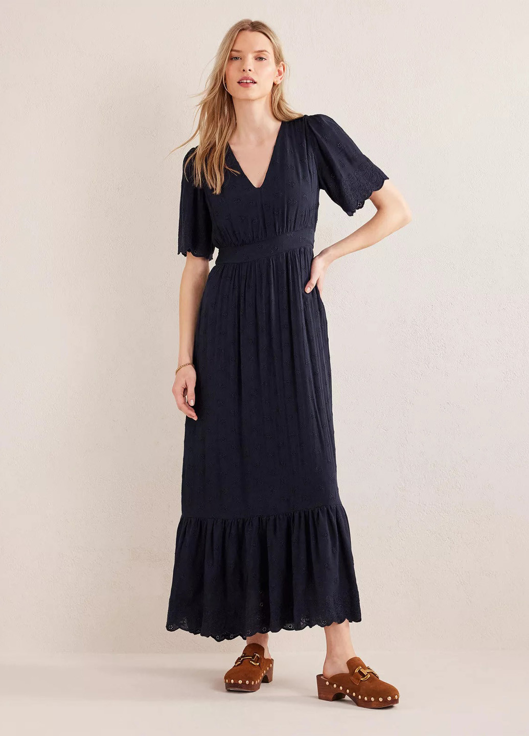 Темно-синя святковий, кежуал сукня кльош Boden однотонна