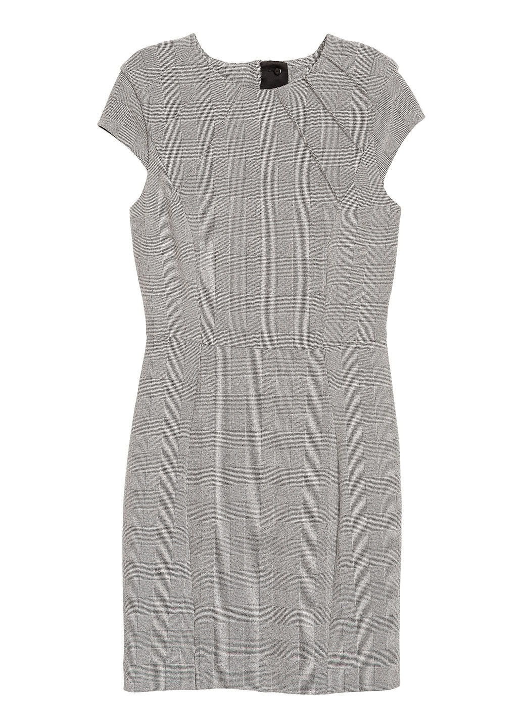 Светло-серое деловое платье короткое H&M с геометрическим узором