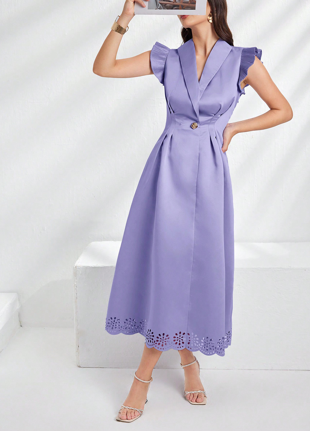 Світло-фіолетова святковий, вечірня сукня кльош SHEIN однотонна