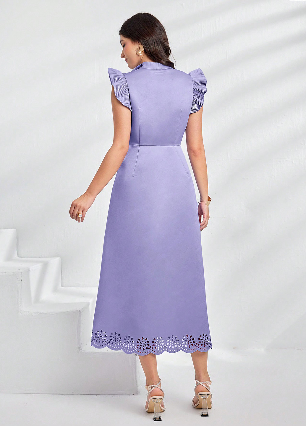 Світло-фіолетова святковий, вечірня сукня кльош SHEIN однотонна