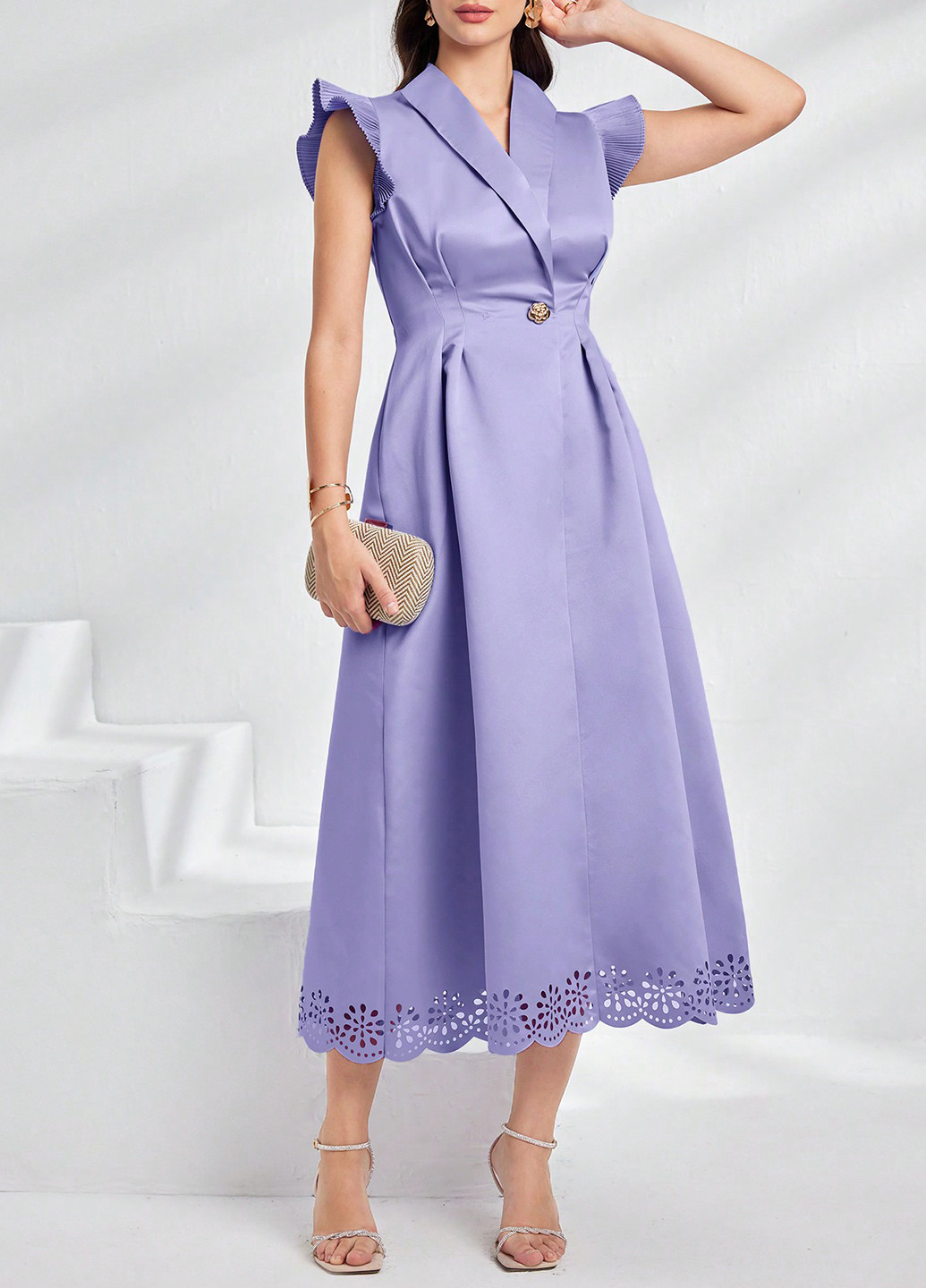 Світло-фіолетова святковий, вечірня сукня кльош SHEIN однотонна