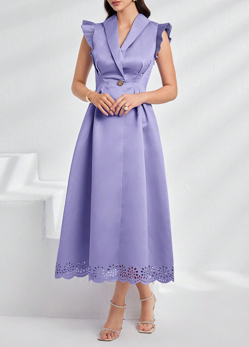 Світло-фіолетова святковий, вечірня сукня кльош SHEIN однотонна