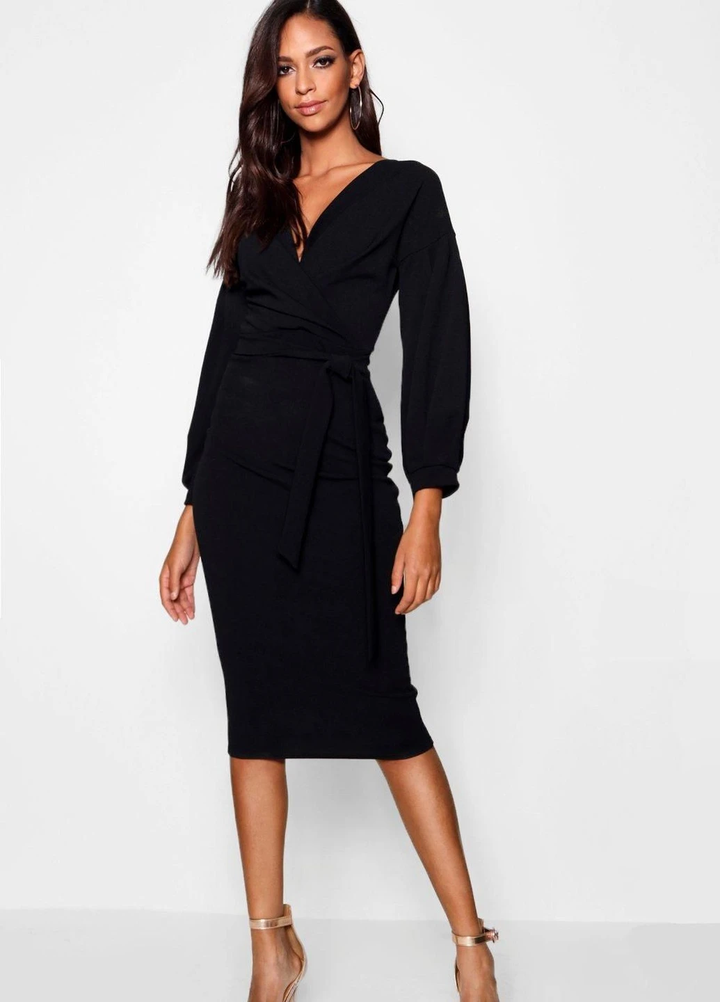 Черное кэжуал платье Boohoo однотонное