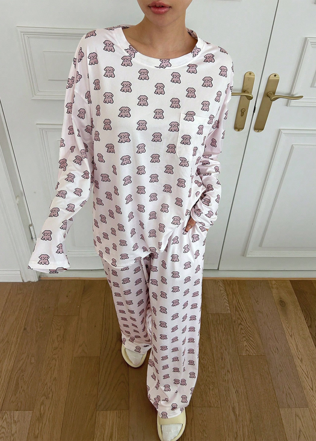 Біла всесезон піжама (лонгслів, штани) лонгслів + брюки SHEIN