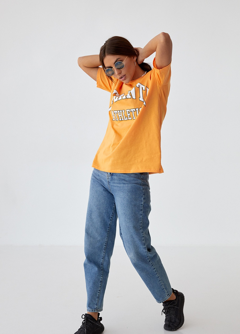 Оранжевая хлопковая футболка с надписью atlanta Barley