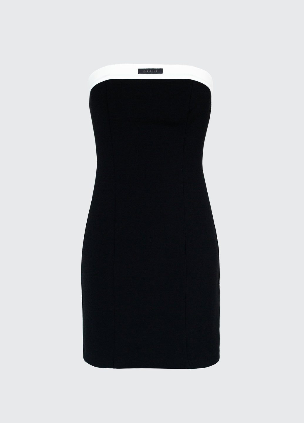 Черное кэжуал платье с открытыми плечами Gepur колор блок
