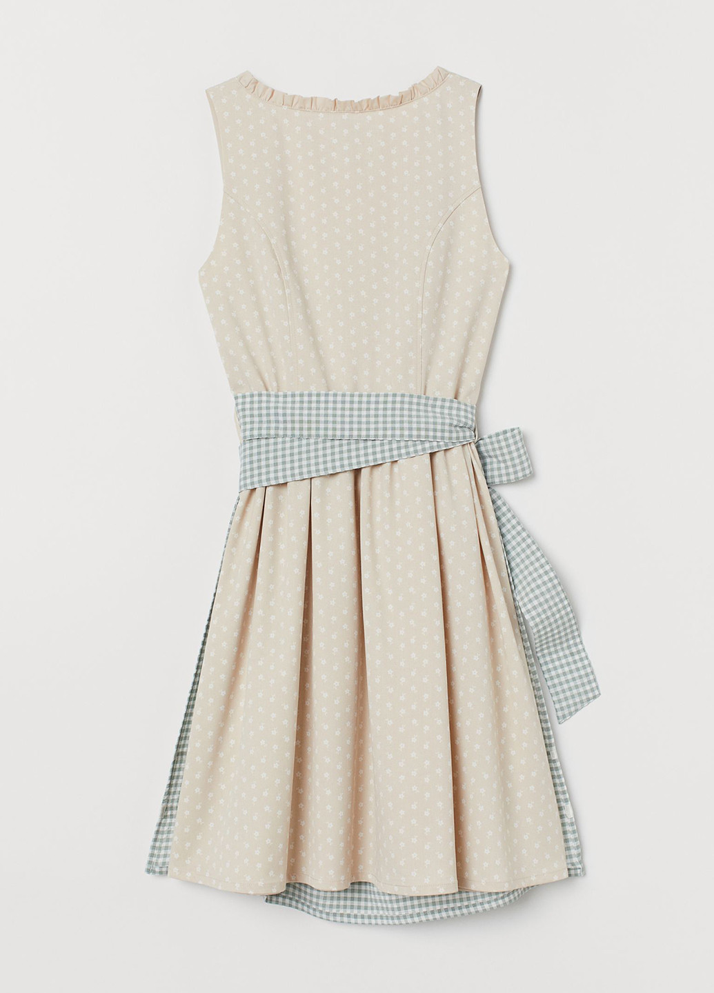 Бежевое кэжуал платье клеш H&M с цветочным принтом