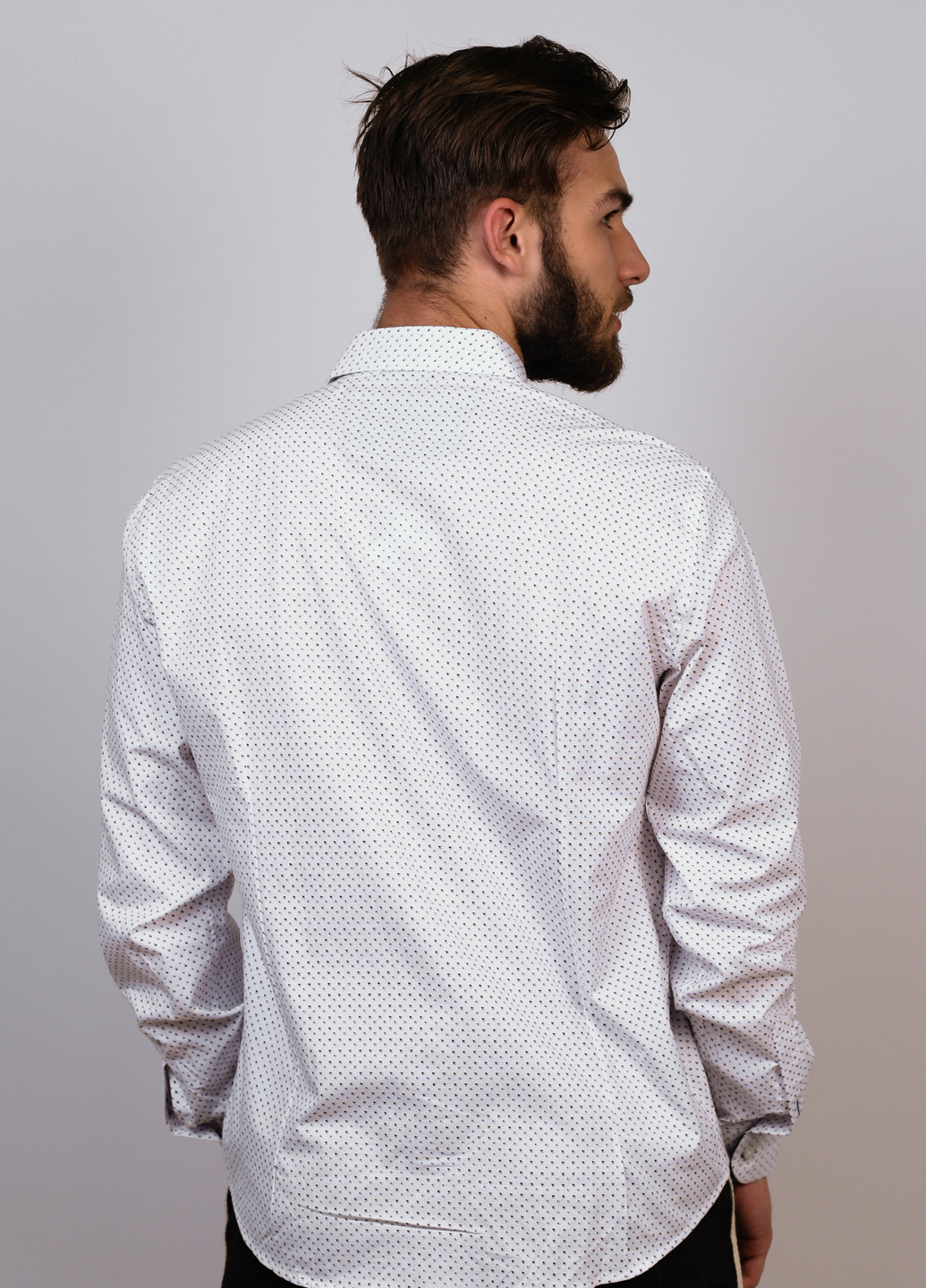Белая кэжуал рубашка с геометрическим узором New Way с длинным рукавом
