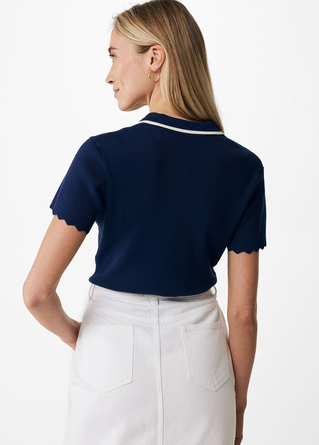 Синяя женская футболка-поло Mexx однотонная