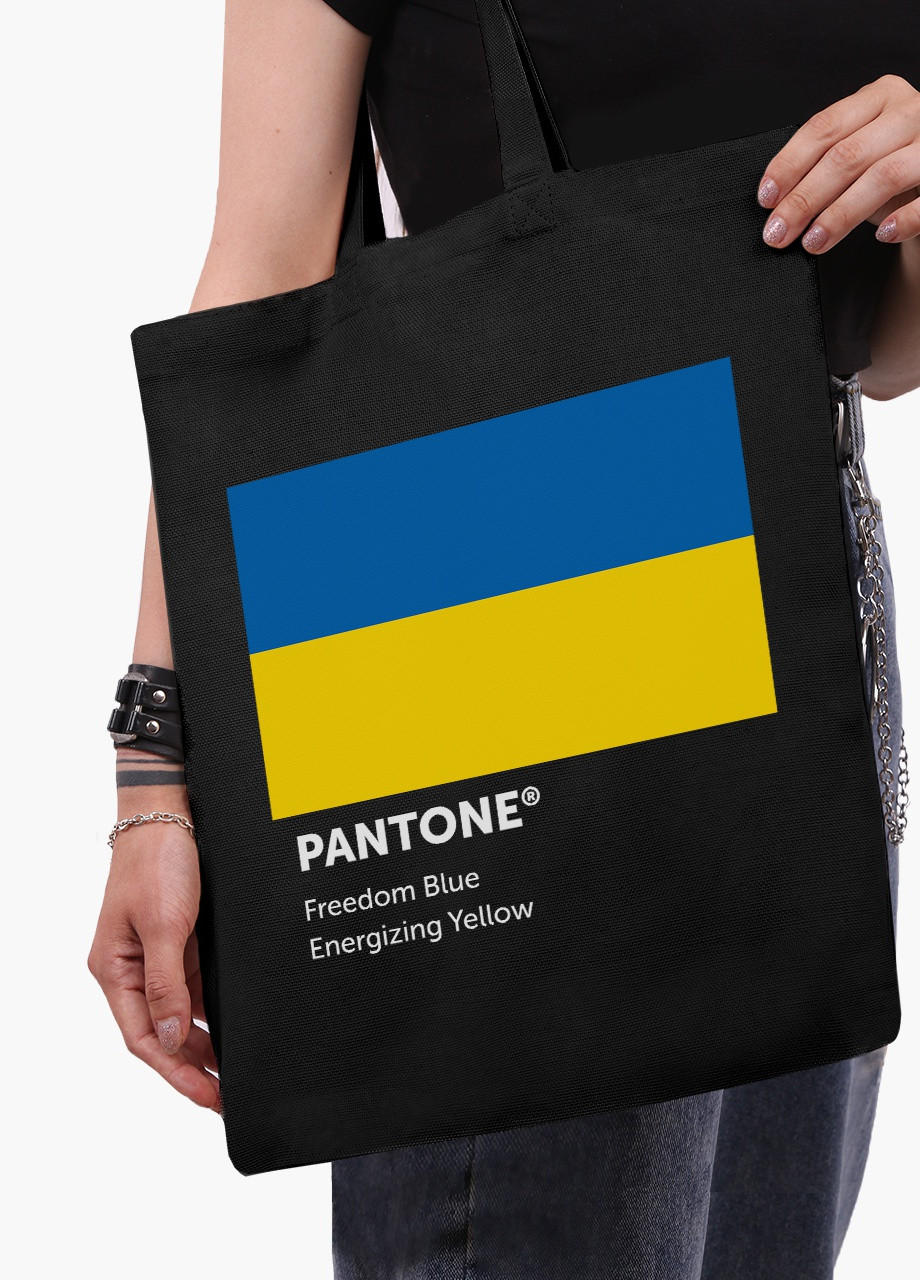 Еко сумка Україна Пантон (9227-3758-5) чорна на блискавці з кишенею MobiPrint (253110126)
