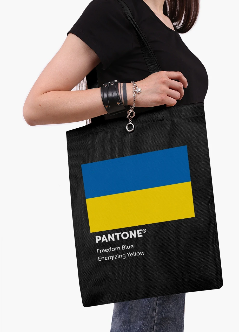 Еко сумка Україна Пантон (9227-3758-5) чорна на блискавці з кишенею MobiPrint (253110126)