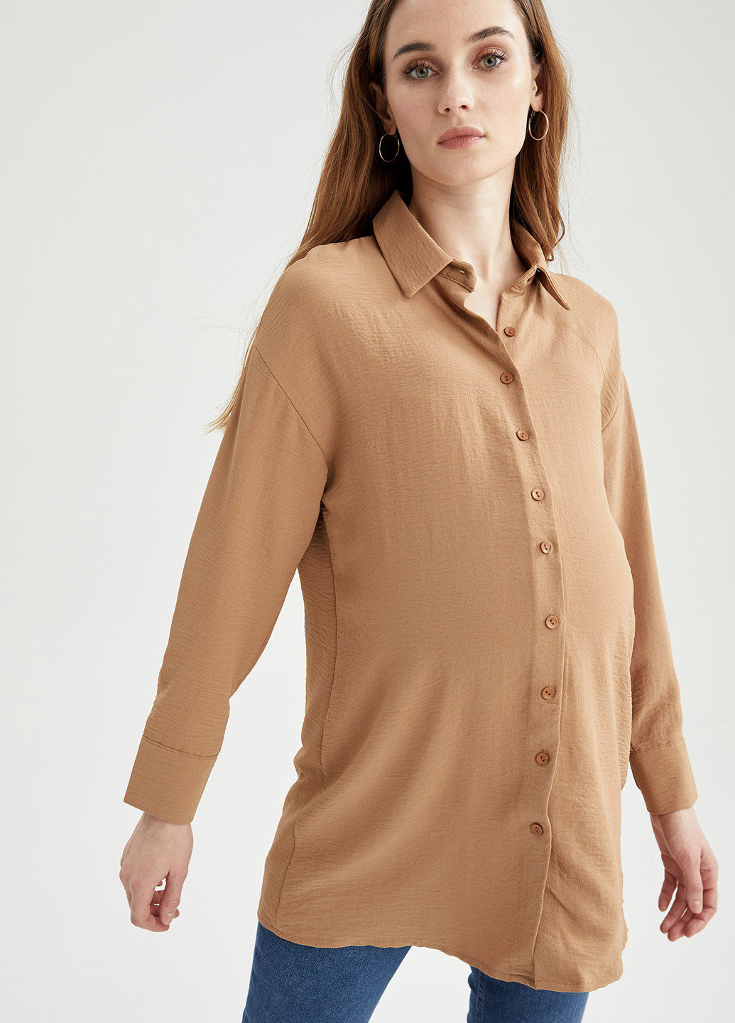 Бежевая демисезонная блуза для беременных DeFacto