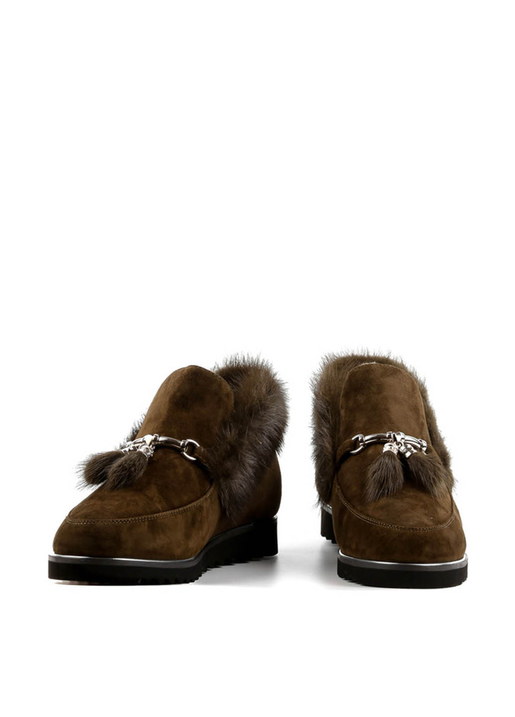 Зимние ботинки Le'BERDES с кисточками, с мехом, с металлическими вставками из натуральной замши