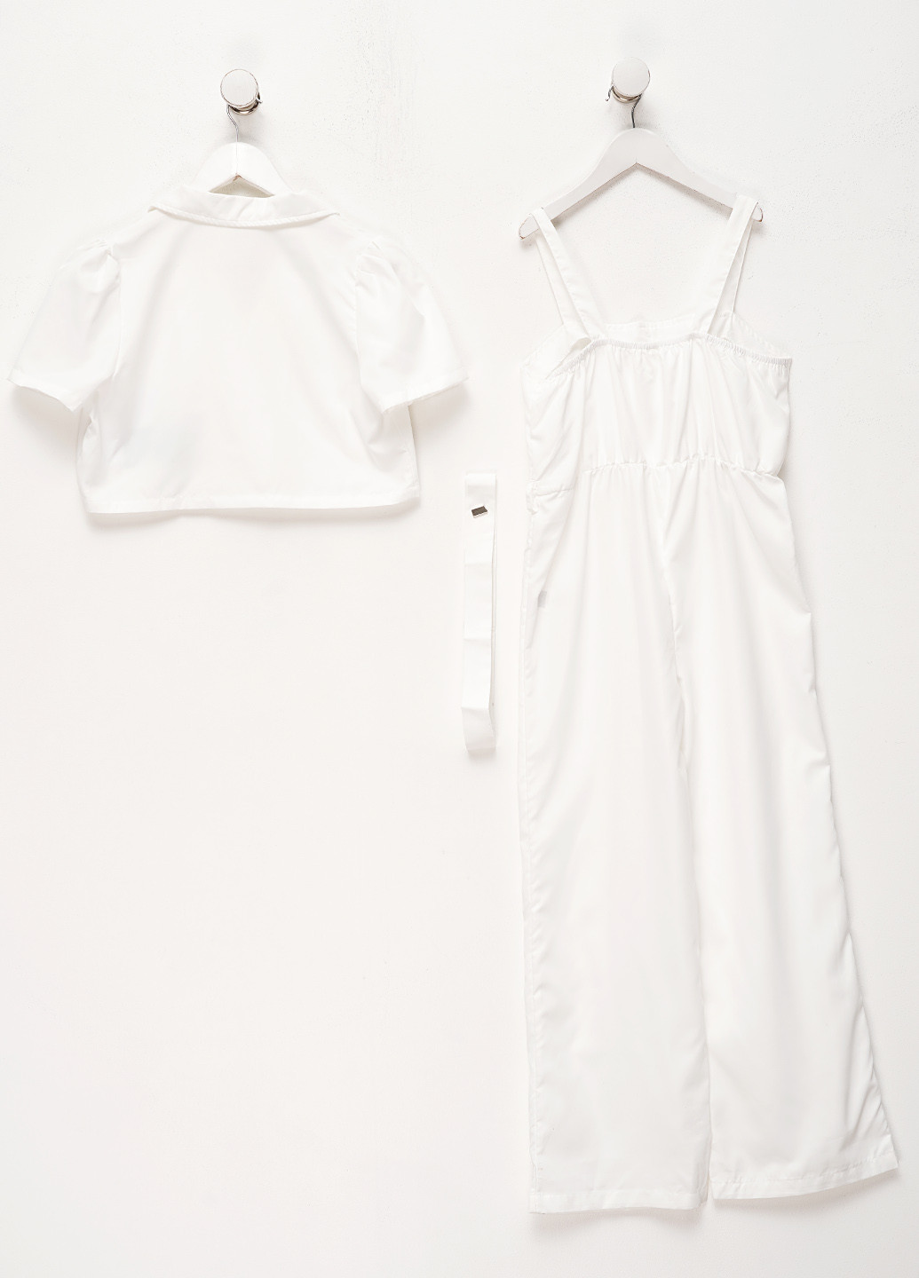 Белый летний костюм (жакет, комбинезон) SHEIN