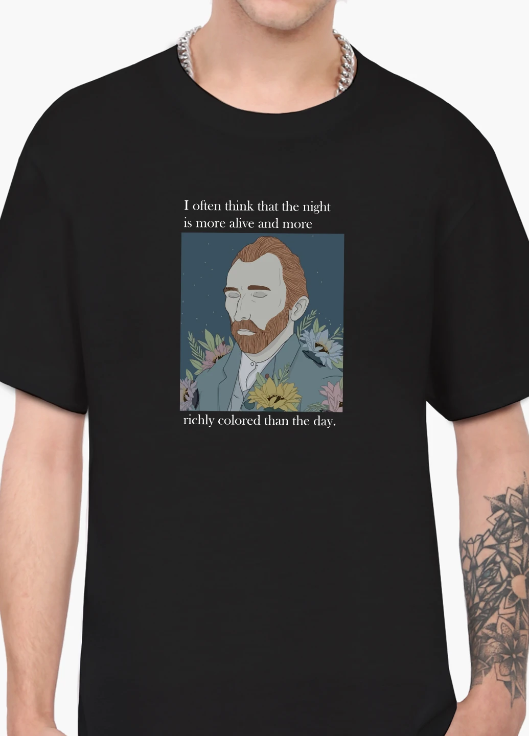 Чорна футболка чоловіча вінсент ван гог (vincent van gogh) (9223-2962-1) MobiPrint