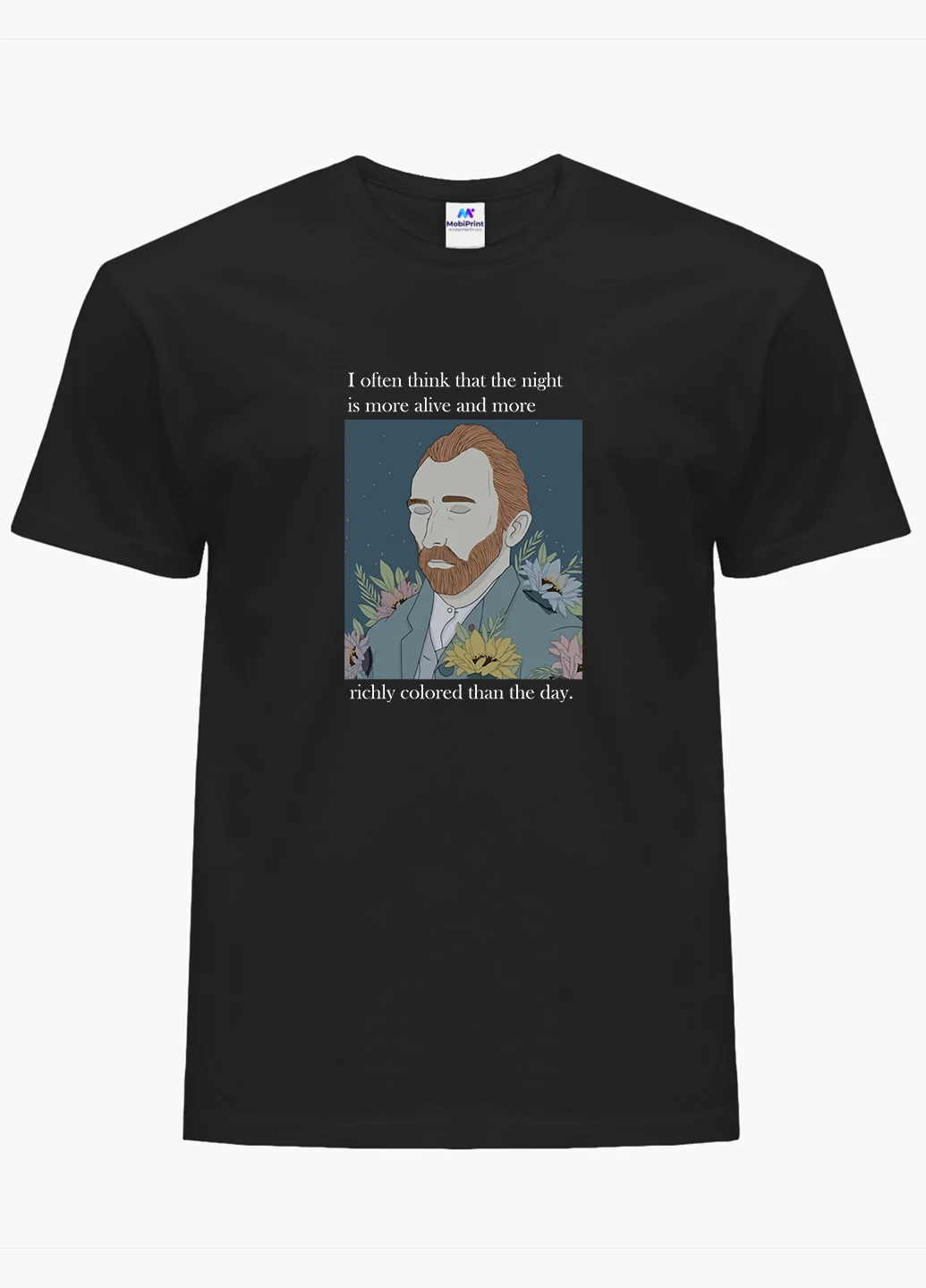 Чорна футболка чоловіча вінсент ван гог (vincent van gogh) (9223-2962-1) MobiPrint