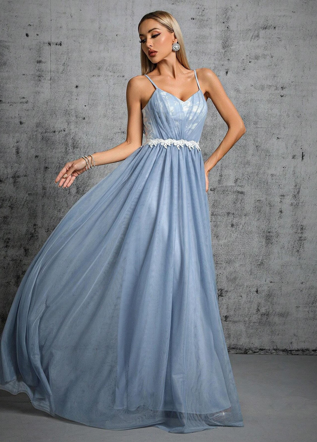 Сіро-голубий вечірня сукня SHEIN однотонна