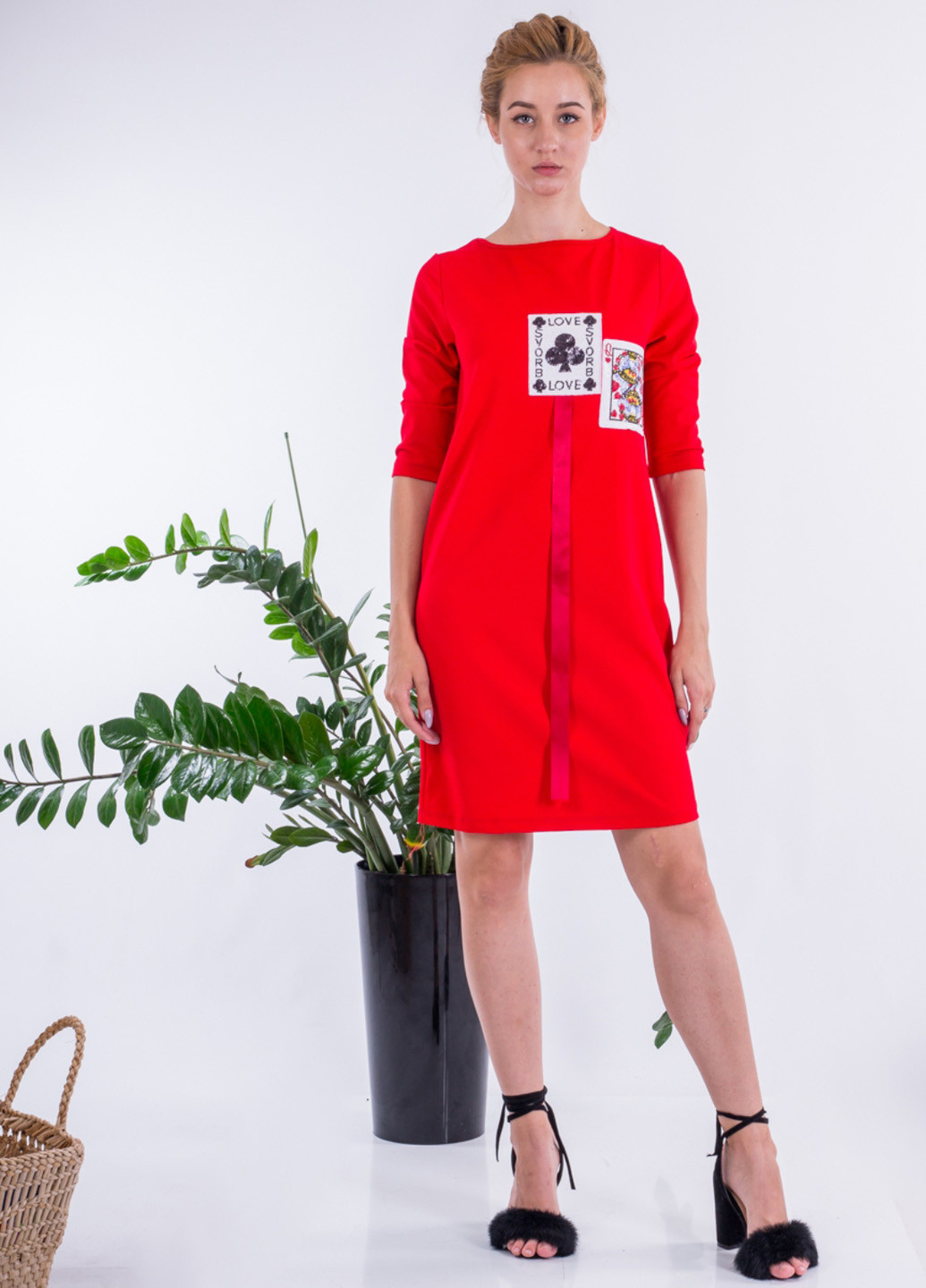 Красное кэжуал платье Sarah Chole однотонное