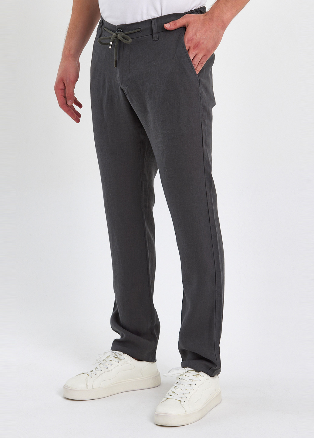 Серо-зеленые кэжуал летние прямые брюки Trend Collection