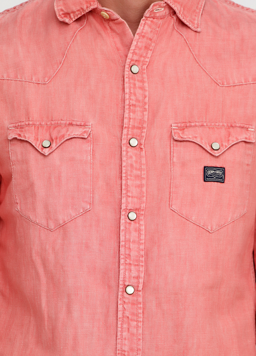 Терракотовая кэжуал рубашка однотонная Ralph Lauren с длинным рукавом