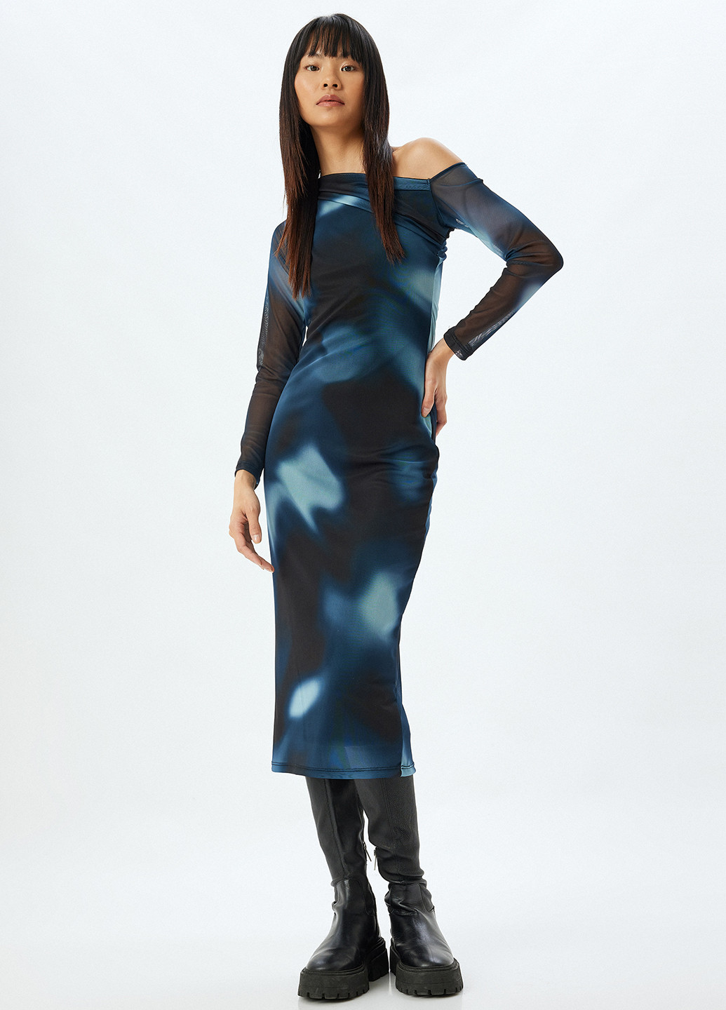 Комбинированное кэжуал платье силуэтная KOTON тай-дай