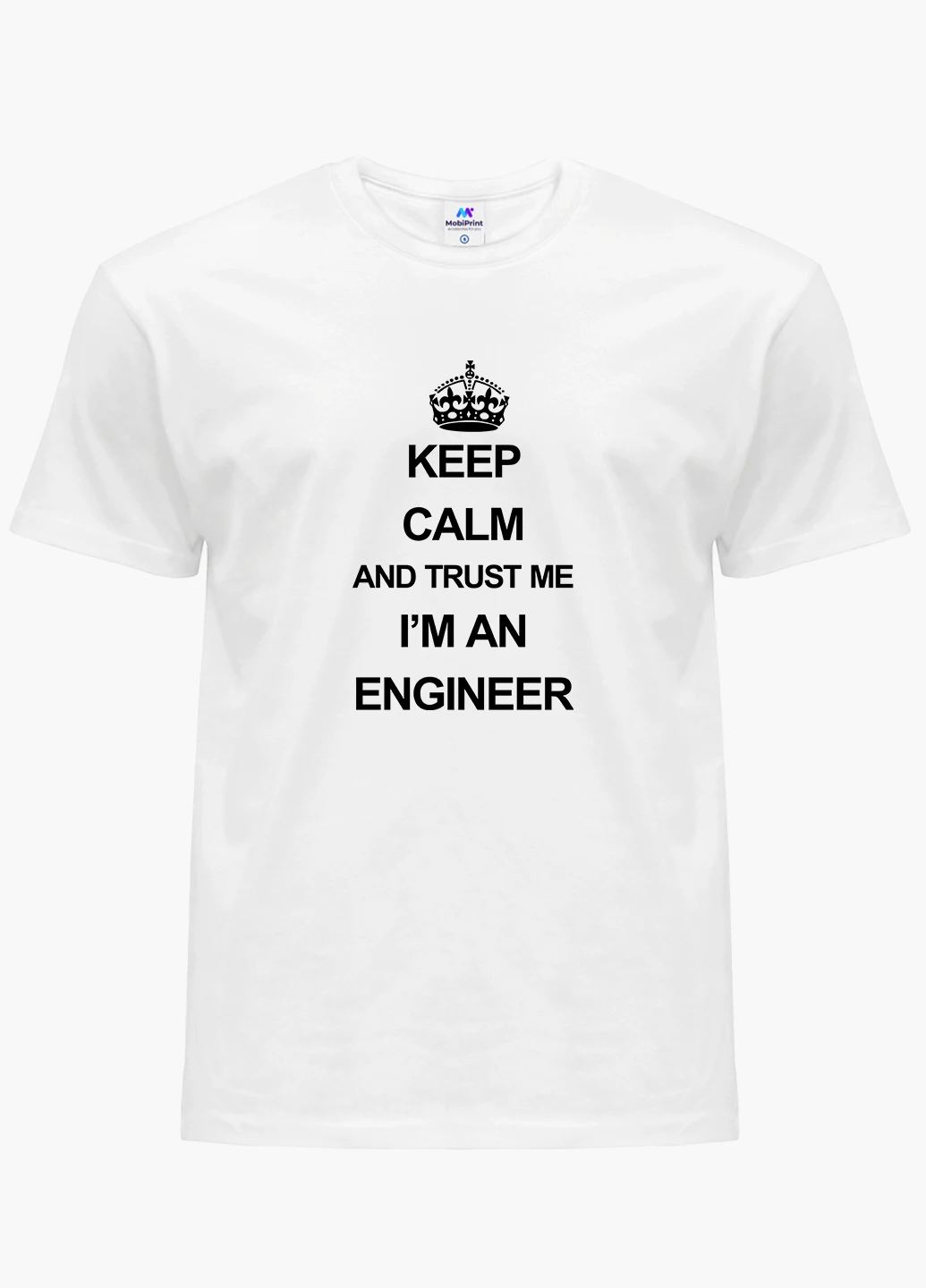 Белая футболка мужская keep calm (9223-2008) MobiPrint