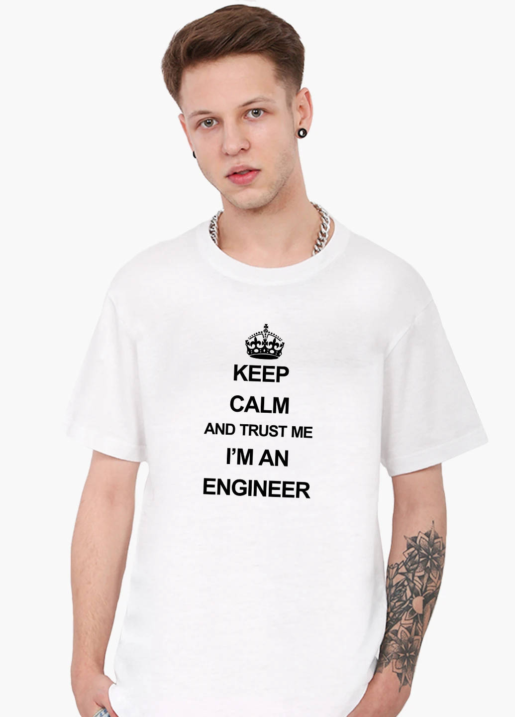 Белая футболка мужская keep calm (9223-2008) MobiPrint