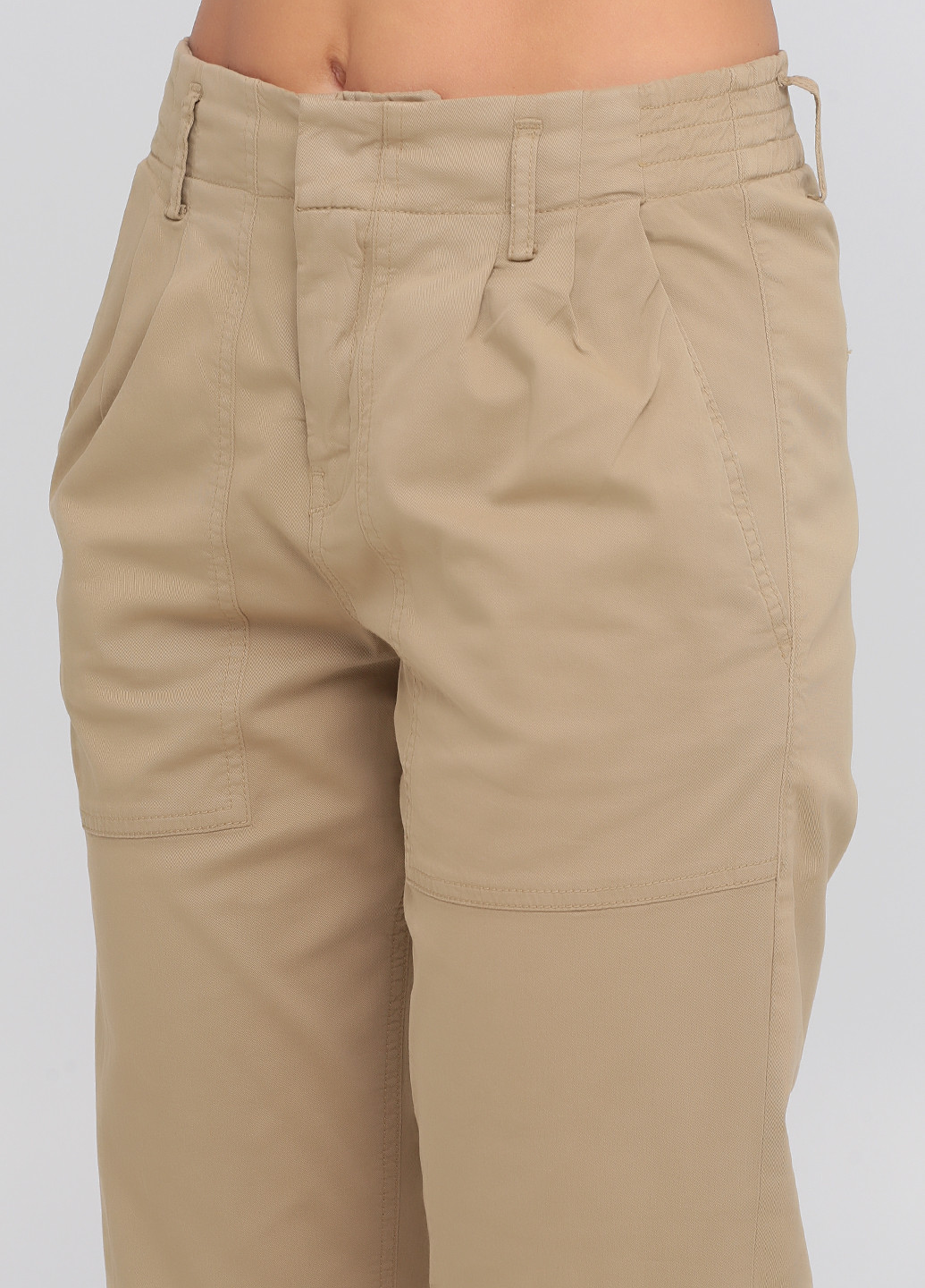 Бежевые кэжуал демисезонные прямые, укороченные брюки Drykorn