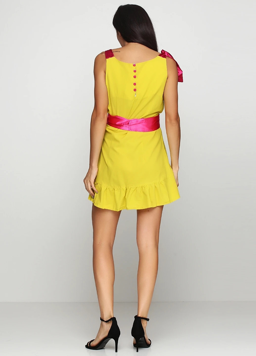 Желтое кэжуал платье Zean однотонное