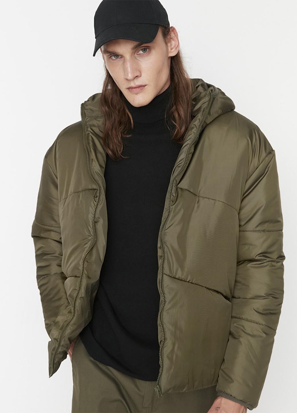 Оливковая (хаки) демисезонная куртка Trendyol