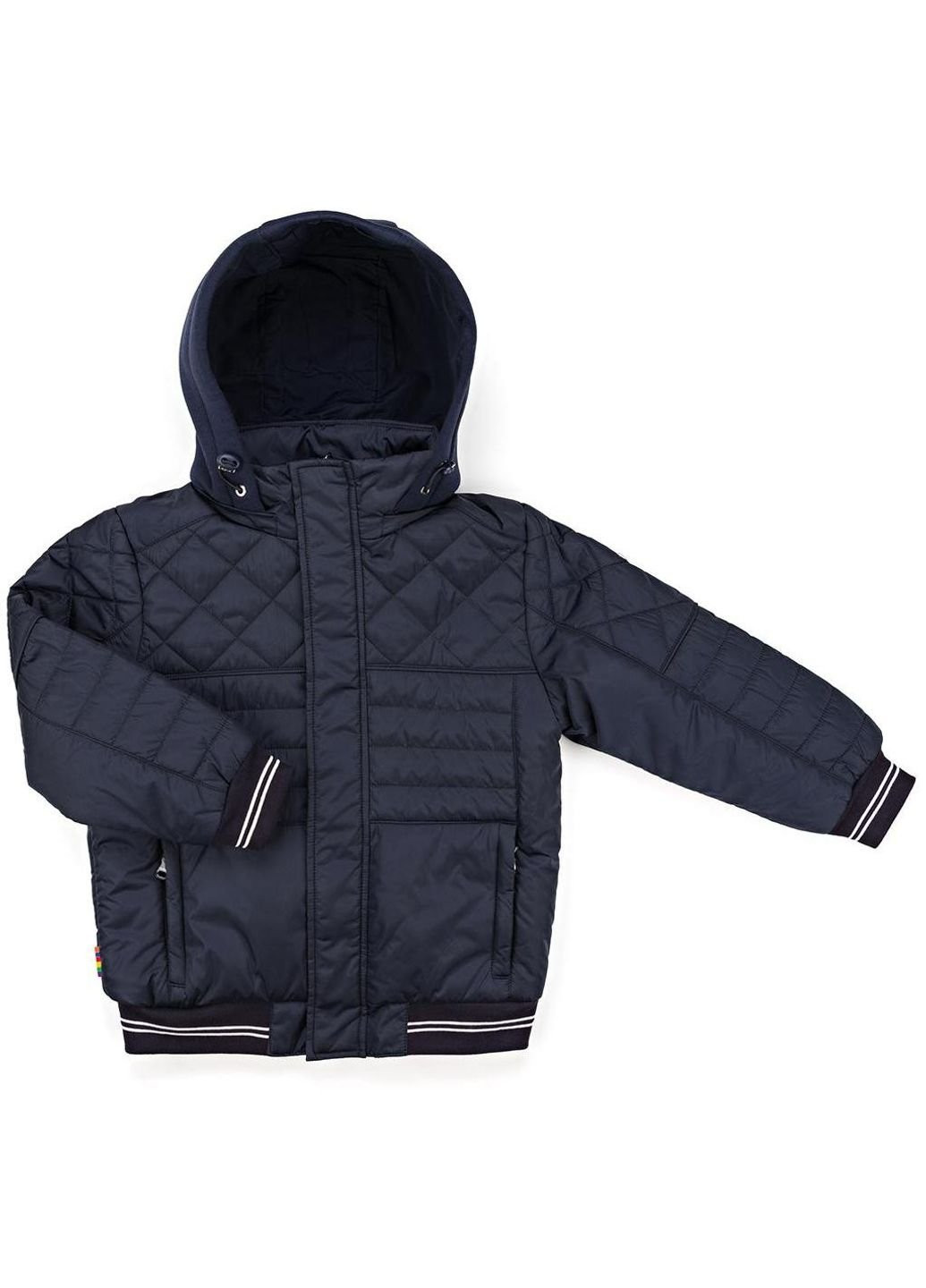 Темно-синяя демисезонная куртка с капюшоном на манжетах (sicmy-g308-128b-blue) Snowimage