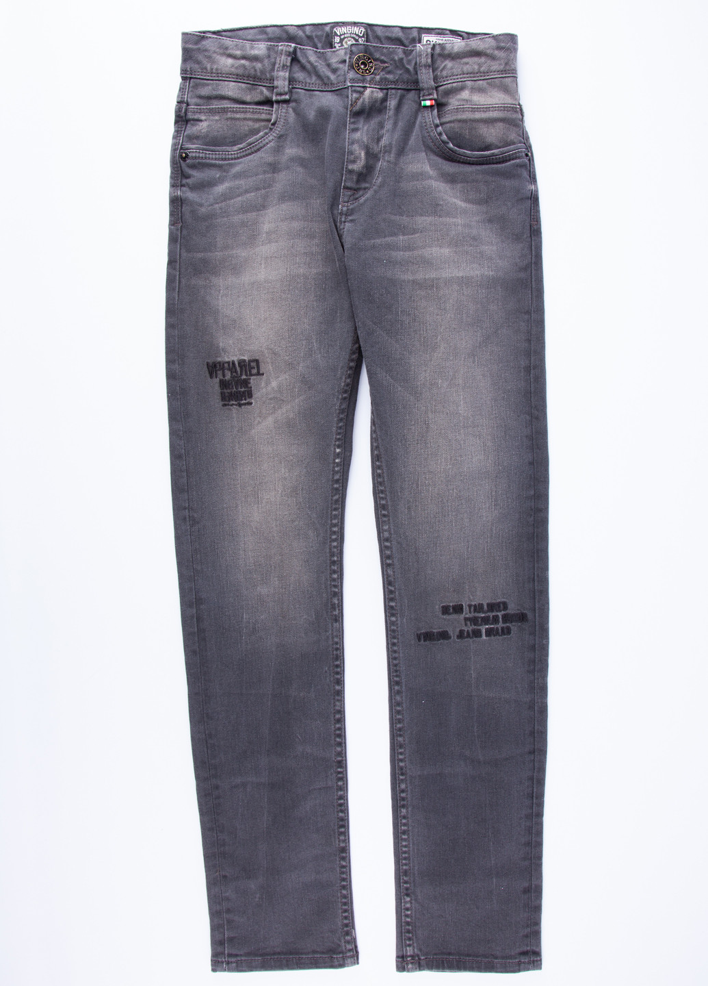 Серые демисезонные зауженные джинсы Vingino