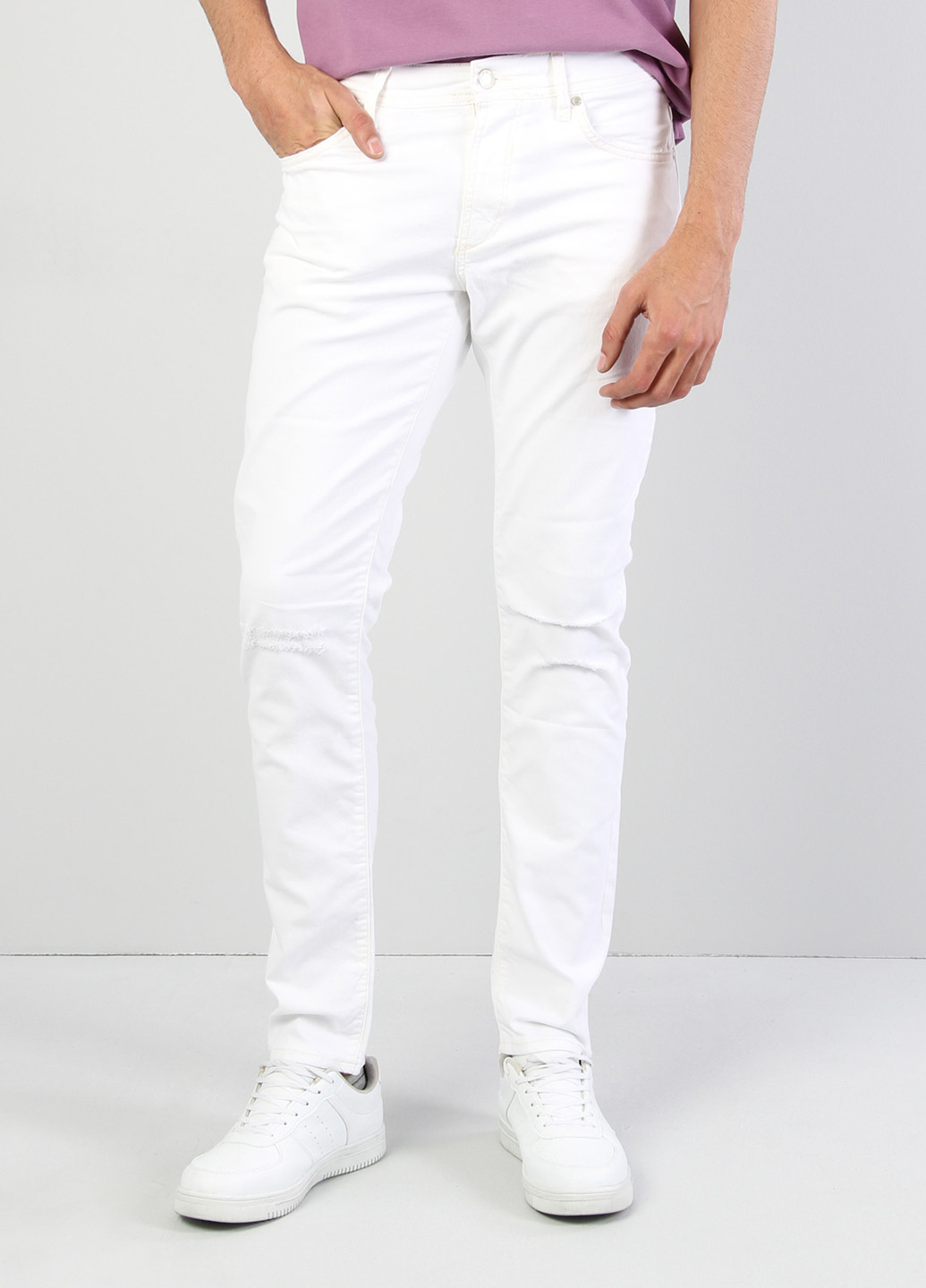 Белые летние прямые джинсы Colin's