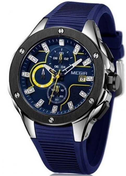 Чоловічі Годинники 2053 Racer Blue кварцові спортивні Megir (226704924)