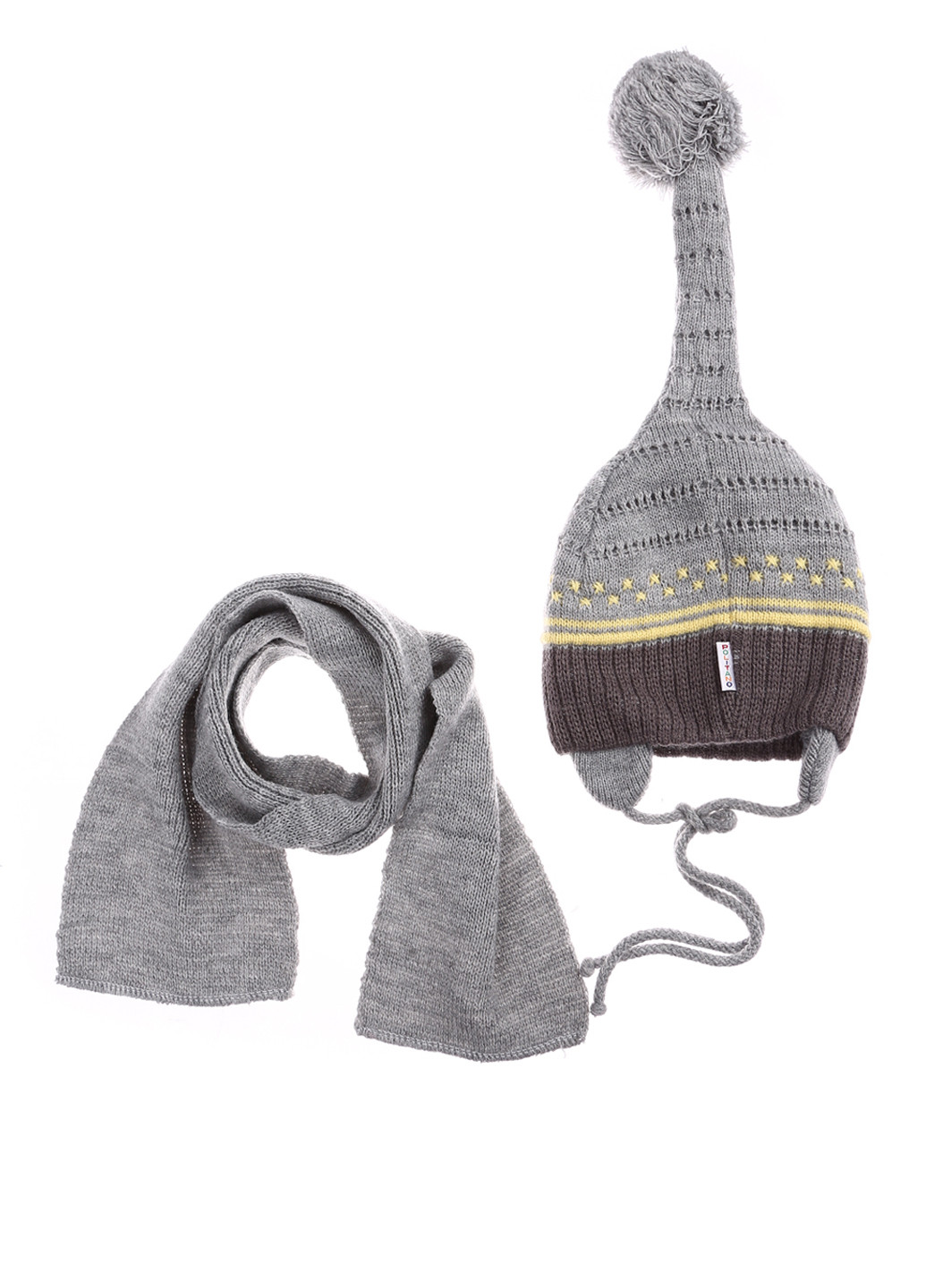 Серый зимний комплект (шапка, шарф) For Kids