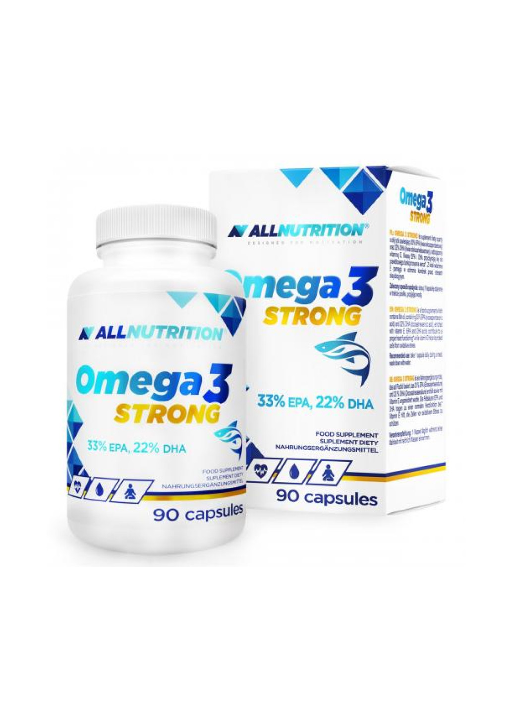 Омега жирні кислоти Omega 3 Strong - 90caps Allnutrition (252825239)