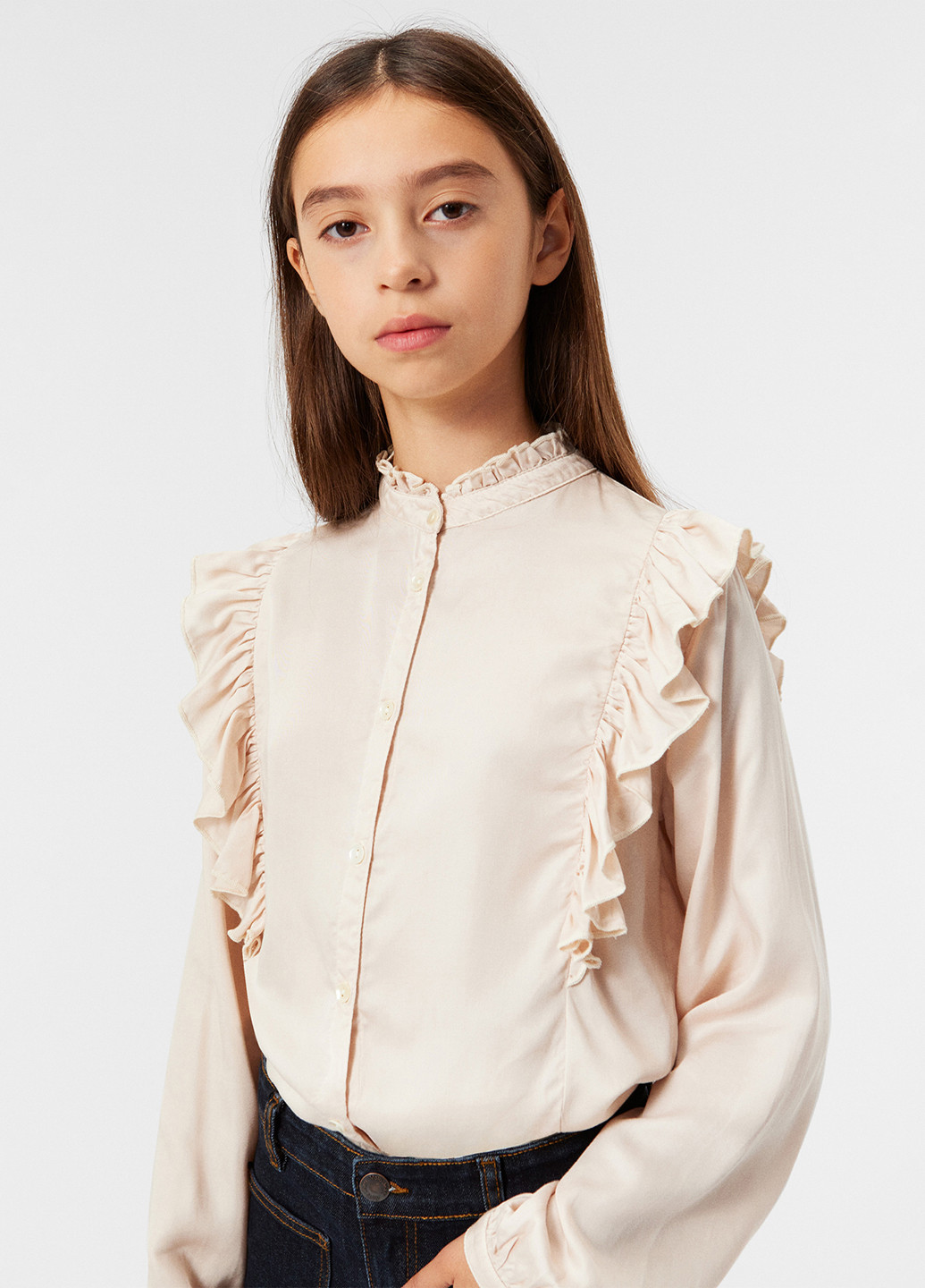 Светло-бежевая однотонная блузка Molo демисезонная