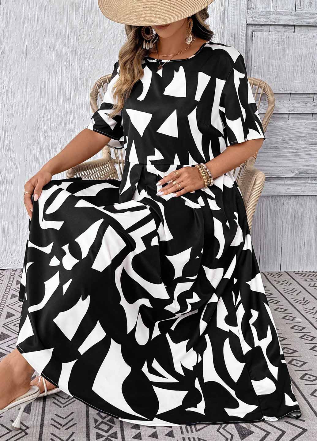 Чорно-білий вечірня сукня а-силует SHEIN однотонна