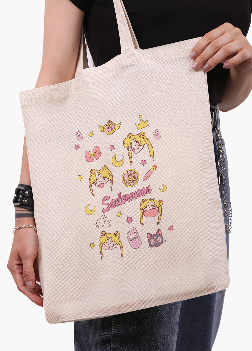 Эко сумка шоппер белая Сейлор Мун (Sailor Moon) (9227-2911-WT-1) экосумка шопер 41*35 см MobiPrint (224806134)