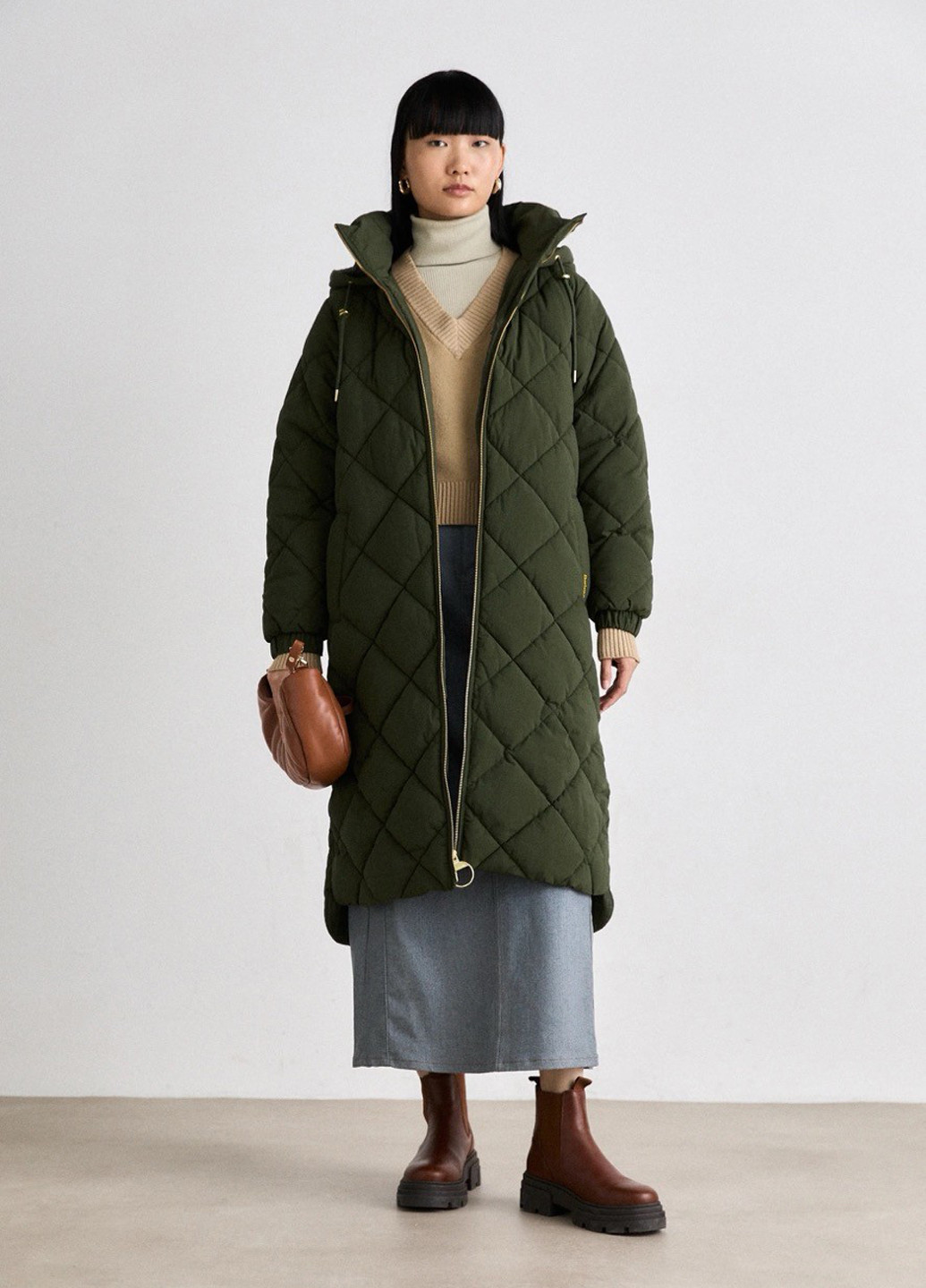 Оливковая (хаки) демисезонная куртка куртка-пальто Barbour