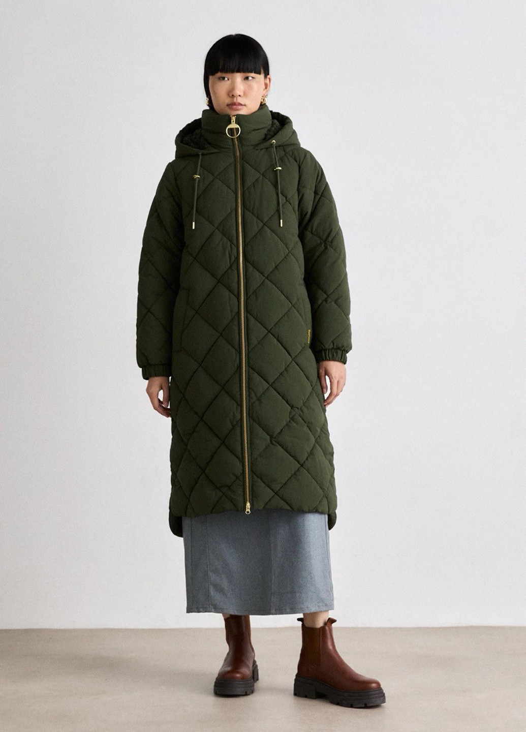 Оливковая (хаки) демисезонная куртка куртка-пальто Barbour