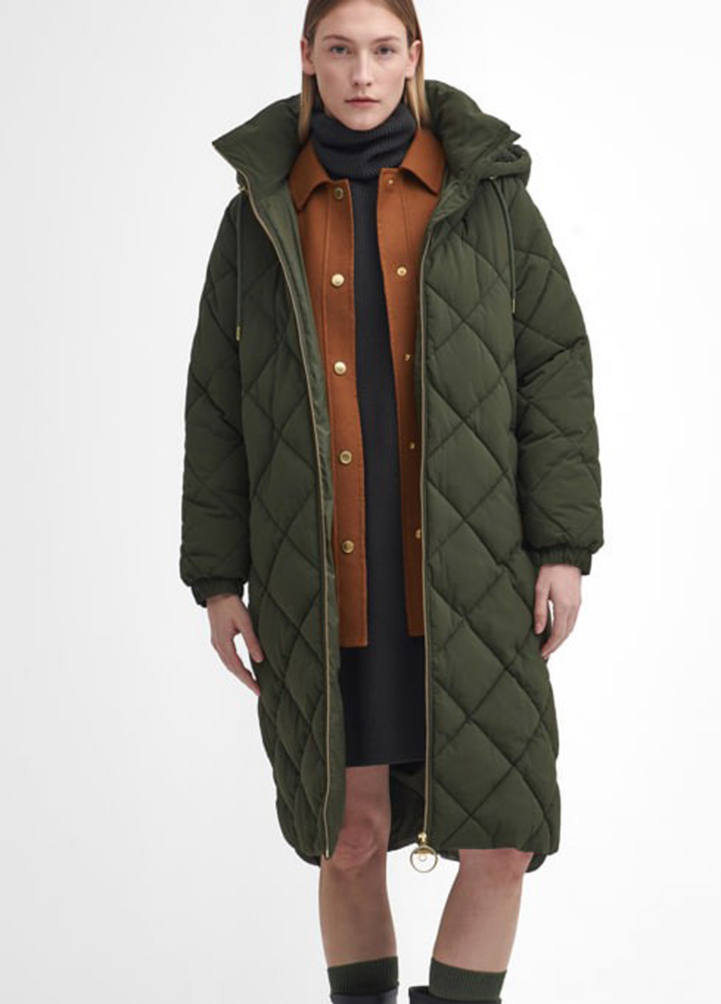 Оливковая (хаки) демисезонная куртка куртка-пальто Barbour