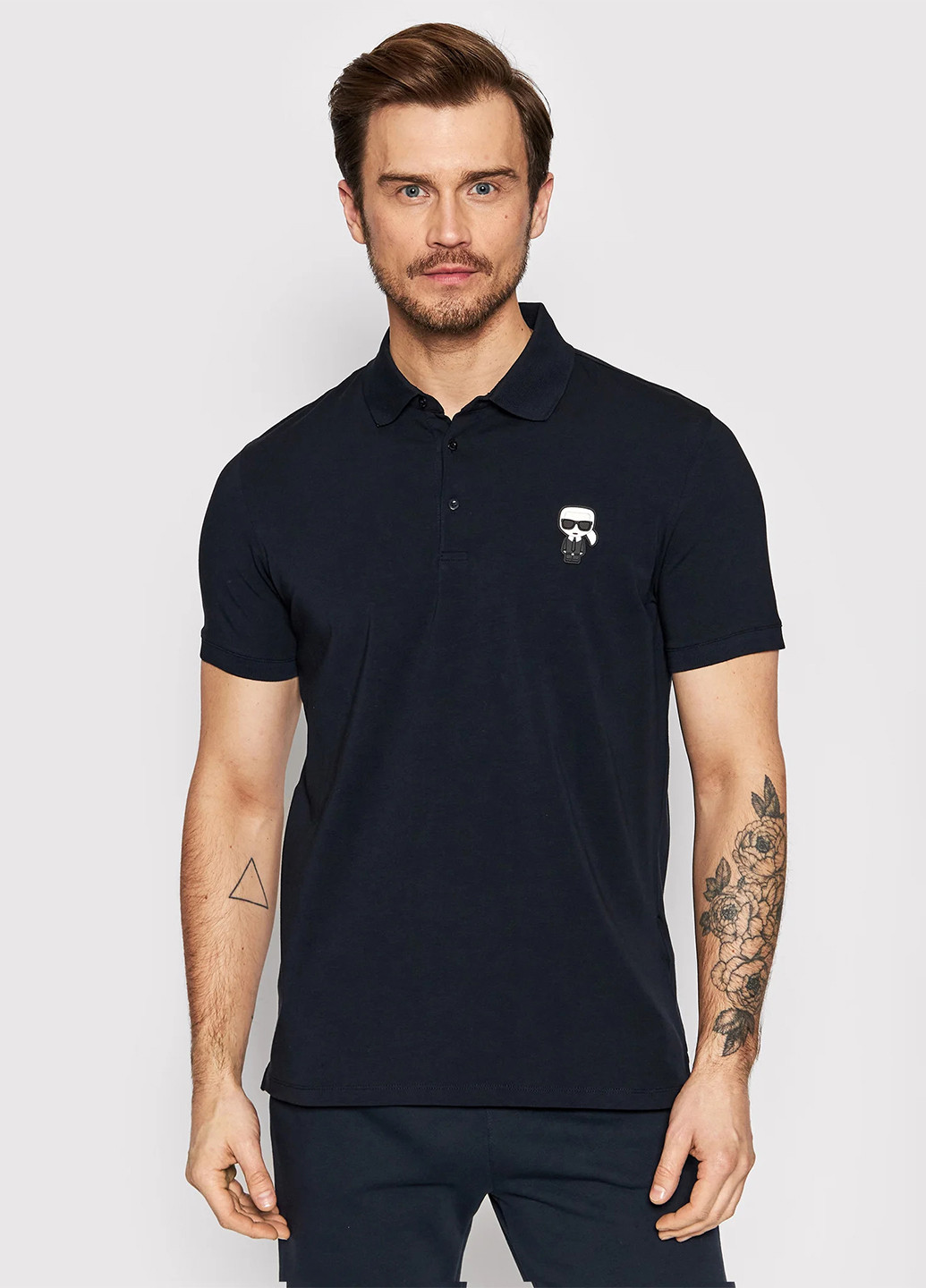 Темно-синяя футболка-поло для мужчин Karl Lagerfeld однотонная