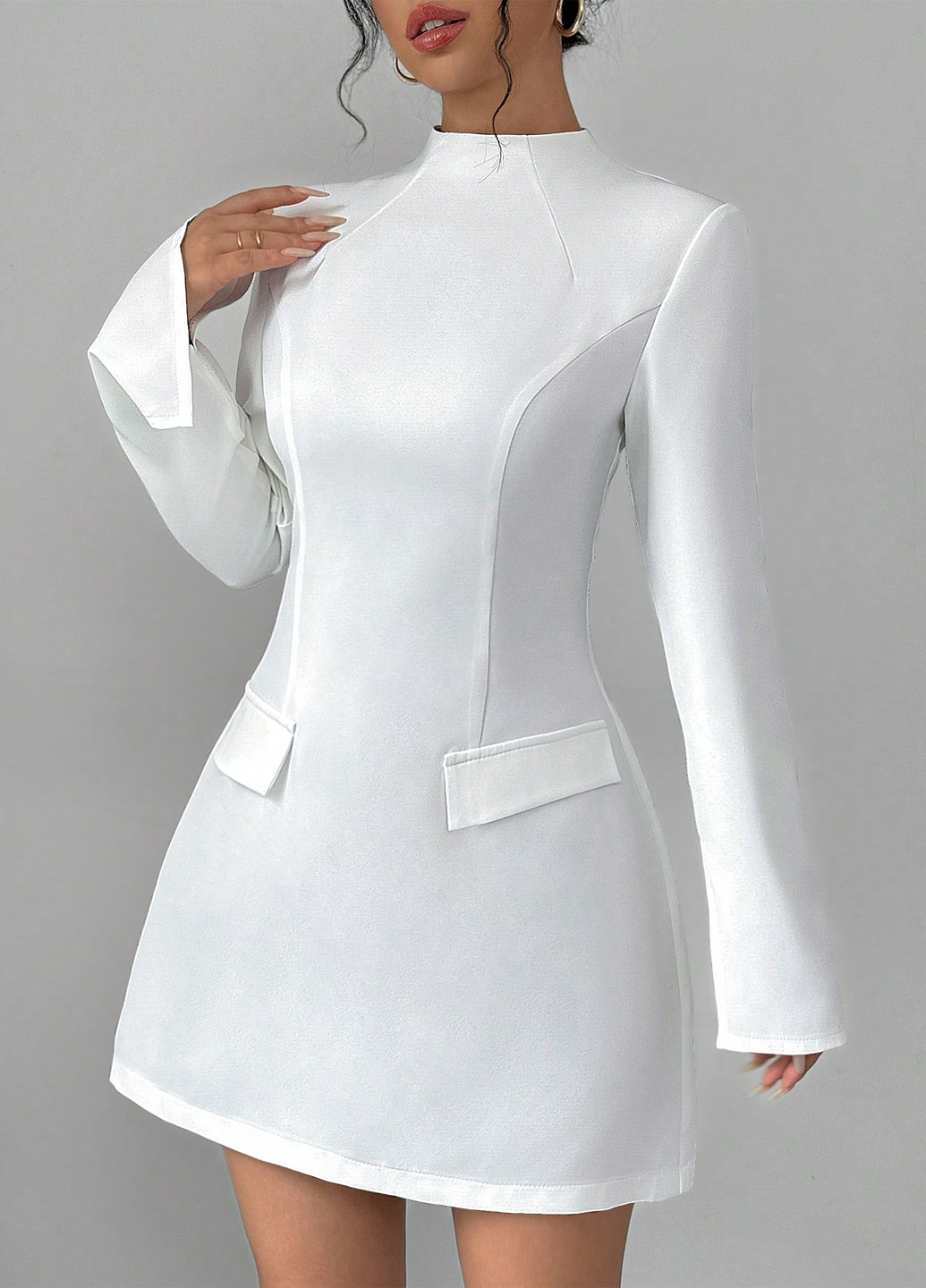 Белое деловое, кэжуал платье колокол, футляр SHEIN однотонное