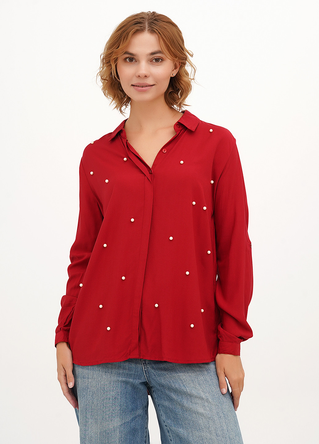 Красная кэжуал рубашка однотонная Vicolo