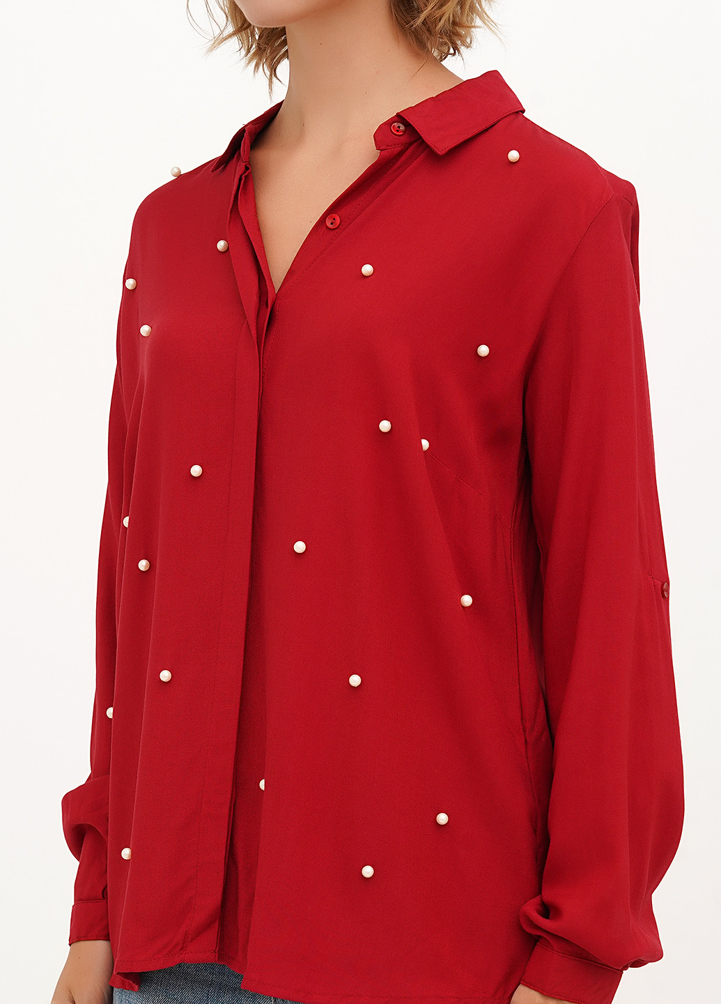 Красная кэжуал рубашка однотонная Vicolo